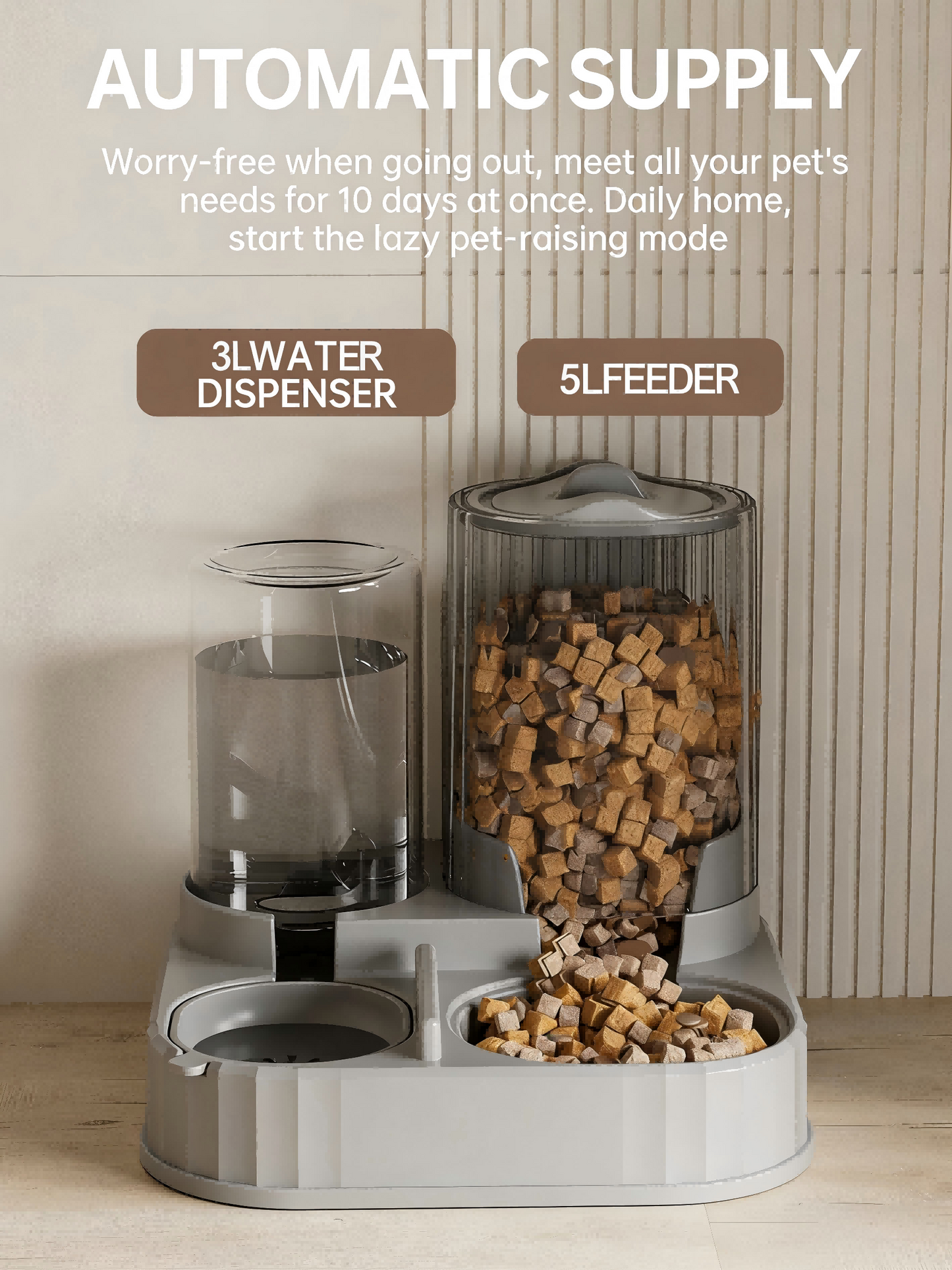 Modern Portable Smart Automatic Eco-Friendly Pet Food Feeders Large Capacity Water Dispenser Dog Cat Bowls Dry Wet Separation